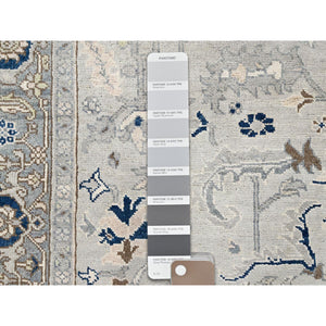 6'2"x8'10" Gainsboro Grey, Afghan Peshawar With Serapi Heriz Design, Extra Soft Wool, Hand Knotted, Natural Dyes, Dense Weave, Oriental Rug FWR513672