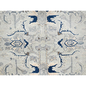 6'2"x8'10" Gainsboro Grey, Afghan Peshawar With Serapi Heriz Design, Extra Soft Wool, Hand Knotted, Natural Dyes, Dense Weave, Oriental Rug FWR513672