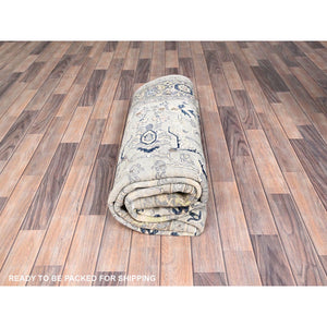 6'2"x8'10" Gainsboro Grey, Afghan Peshawar With Serapi Heriz Design, Extra Soft Wool, Hand Knotted, Natural Dyes, Dense Weave, Oriental Rug FWR513672