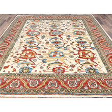 Load image into Gallery viewer, 8&#39;1&quot;x9&#39;9&quot; Bone White, Pure Wool, Vegetable Dyes, 200 Kpsi, Heriz All Over Design, Hand Knotted, Oriental Rug FWR513690