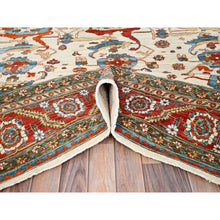 Load image into Gallery viewer, 8&#39;1&quot;x9&#39;9&quot; Bone White, Pure Wool, Vegetable Dyes, 200 Kpsi, Heriz All Over Design, Hand Knotted, Oriental Rug FWR513690