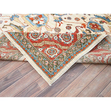Load image into Gallery viewer, 8&#39;1&quot;x9&#39;9&quot; Bone White, Pure Wool, Vegetable Dyes, 200 Kpsi, Heriz All Over Design, Hand Knotted, Oriental Rug FWR513690