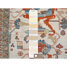 Load image into Gallery viewer, 8&#39;1&quot;x9&#39;9&quot; Bone White, Pure Wool, Vegetable Dyes, 200 Kpsi, Heriz All Over Design, Hand Knotted, Oriental Rug FWR513690