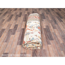 Load image into Gallery viewer, 8&#39;1&quot;x9&#39;9&quot; Bone White, Pure Wool, Vegetable Dyes, 200 Kpsi, Heriz All Over Design, Hand Knotted, Oriental Rug FWR513690