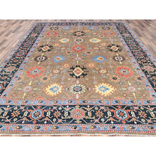 Load image into Gallery viewer, 9&#39;x11&#39;9&quot; Tortilla Brown, Natural Dyes, Natural Wool, Hand Knotted, Dense Weave, Afghan Peshawar With Serapi Heriz Design, Oriental Rug FWR513804