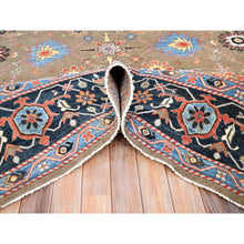 Load image into Gallery viewer, 9&#39;x11&#39;9&quot; Tortilla Brown, Natural Dyes, Natural Wool, Hand Knotted, Dense Weave, Afghan Peshawar With Serapi Heriz Design, Oriental Rug FWR513804