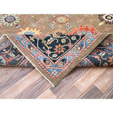 Load image into Gallery viewer, 9&#39;x11&#39;9&quot; Tortilla Brown, Natural Dyes, Natural Wool, Hand Knotted, Dense Weave, Afghan Peshawar With Serapi Heriz Design, Oriental Rug FWR513804