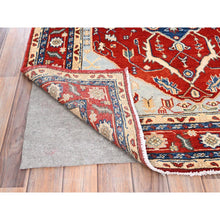 Load image into Gallery viewer, 4&#39;x6&#39; Tomoto Red, Afghan Peshawar With Serapi Heriz Design, Soft Wool, Dense Weave, Vegetable Dyes, Hand Knotted, Oriental Rug FWR513846