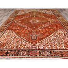 Load image into Gallery viewer, 10&#39;2&quot;x13&#39; Alloy Orange, Semi Antique Persian Heriz With Ivory Corners, Good Condition, Rustic Feel, Worn Wool, Hand Knotted, Oriental Rug FWR513936