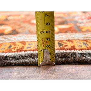 10'2"x13' Alloy Orange, Semi Antique Persian Heriz with Ivory Corners, Good Condition, Rustic Feel, Worn Wool, Hand Knotted, Oriental Rug FWR513936