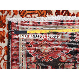 10'2"x13' Alloy Orange, Semi Antique Persian Heriz with Ivory Corners, Good Condition, Rustic Feel, Worn Wool, Hand Knotted, Oriental Rug FWR513936