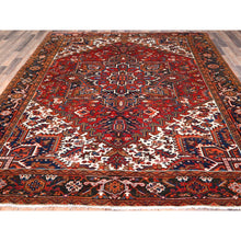 Load image into Gallery viewer, 7&#39;5&quot;x8&#39;10&quot; Chili Red, Good Condition, Rustic Feel, Worn Wool, Hand Knotted, Vintage Persian Heriz, Village Motif, Oriental Rug FWR514086