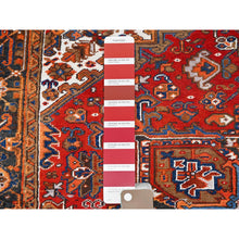 Load image into Gallery viewer, 7&#39;5&quot;x8&#39;10&quot; Chili Red, Good Condition, Rustic Feel, Worn Wool, Hand Knotted, Vintage Persian Heriz, Village Motif, Oriental Rug FWR514086