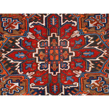 Load image into Gallery viewer, 7&#39;5&quot;x8&#39;10&quot; Chili Red, Good Condition, Rustic Feel, Worn Wool, Hand Knotted, Vintage Persian Heriz, Village Motif, Oriental Rug FWR514086
