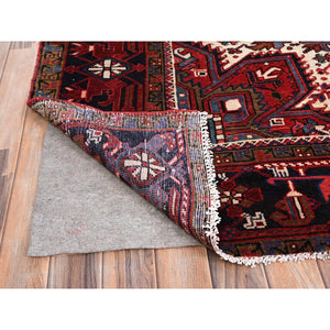 9'9"x13'3" Imperial Red, Semi Antique Persian Heriz, Good Condition, Distressed Look, Pure Wool, Hand Knotted, Oriental Rug FWR514092