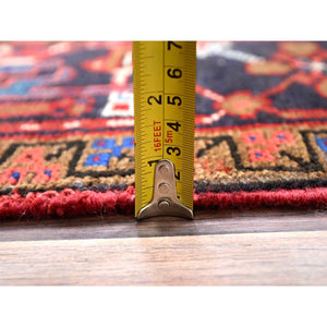 9'9"x13'3" Imperial Red, Semi Antique Persian Heriz, Good Condition, Distressed Look, Pure Wool, Hand Knotted, Oriental Rug FWR514092