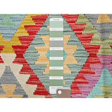 Load image into Gallery viewer, 6&#39;8&quot;x9&#39;8&quot; Colorful, Afghan Kilim With Geometric Pattern, 100% Wool, Vegetable Dyes, Flat Weave, Hand Woven, Oriental Rug FWR514236