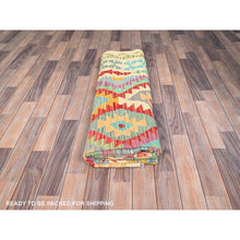 Load image into Gallery viewer, 6&#39;8&quot;x9&#39;8&quot; Colorful, Afghan Kilim With Geometric Pattern, 100% Wool, Vegetable Dyes, Flat Weave, Hand Woven, Oriental Rug FWR514236
