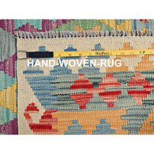 Load image into Gallery viewer, 6&#39;8&quot;x9&#39;7&quot; Colorful, Pure Wool, Vegetable Dyes, Hand Woven, Afghan Kilim With Geometric Pattern, Flat Weave, Oriental Rug FWR514248