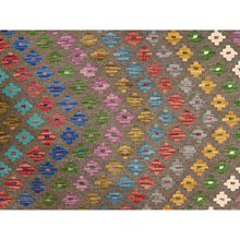 Load image into Gallery viewer, 7&#39;x9&#39;8&quot; Colorful, Extra Soft Wool, Hand Woven, Vegetable Dyes, Afghan Kilim With Chevron Zig Zag Design, Flat Weave, Oriental Rug FWR514260