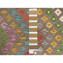 Load image into Gallery viewer, 7&#39;x9&#39;8&quot; Colorful, Extra Soft Wool, Hand Woven, Vegetable Dyes, Afghan Kilim With Chevron Zig Zag Design, Flat Weave, Oriental Rug FWR514260