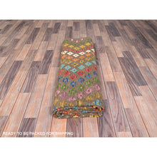 Load image into Gallery viewer, 7&#39;x9&#39;8&quot; Colorful, Extra Soft Wool, Hand Woven, Vegetable Dyes, Afghan Kilim With Chevron Zig Zag Design, Flat Weave, Oriental Rug FWR514260