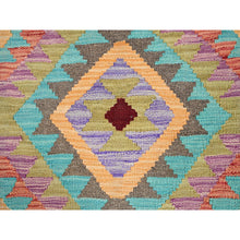 Load image into Gallery viewer, 2&#39;x3&#39; Colorful, Reversible, Flat Weave, Hand Woven, Pure Wool, Afghan Kilim With Geometric Pattern, Natural Dyes, Oriental Rug FWR514398