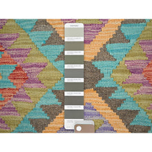Load image into Gallery viewer, 2&#39;x3&#39; Colorful, Reversible, Flat Weave, Hand Woven, Pure Wool, Afghan Kilim With Geometric Pattern, Natural Dyes, Oriental Rug FWR514398