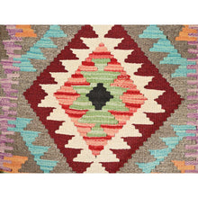 Load image into Gallery viewer, 2&#39;x3&#39; Colorful, Hand Woven, Pure Wool, Afghan Kilim With Geometric Pattern, Vegetable Dyes, Reversible, Flat Weave, Oriental Rug FWR514428