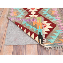 Load image into Gallery viewer, 2&#39;x3&#39; Colorful, Hand Woven, Pure Wool, Afghan Kilim With Geometric Pattern, Vegetable Dyes, Reversible, Flat Weave, Oriental Rug FWR514428