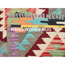 Load image into Gallery viewer, 2&#39;x3&#39; Colorful, Hand Woven, Pure Wool, Afghan Kilim With Geometric Pattern, Vegetable Dyes, Reversible, Flat Weave, Oriental Rug FWR514428