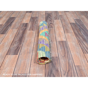 1'10"x3' Colorful, Natural Dyes, Flat Weave, Reversible, Extra Soft Wool, Afghan Kilim with Geometric Pattern, Hand Woven, Oriental Rug FWR514470