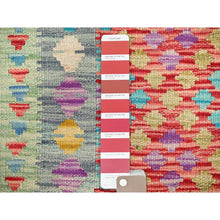 Load image into Gallery viewer, 2&#39;x2&#39;10&quot; Candy Red, Vegetable Dyes, Flat Weave, Reversible, Afghan Kilim With Geometric Pattern, Natural Wool, Hand Woven, Oriental Rug FWR514512
