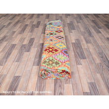 Load image into Gallery viewer, 10&#39;7&quot;x14&#39; Colorful, Reversible, Flat Weave, Extra Soft Wool, Natural Dyes, Afghan Kilim with Geometric Pattern, Hand Woven, Oriental Rug FWR514530