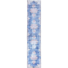 Load image into Gallery viewer, 2&#39;1&quot;x12&#39; Steel Blue, Hand Knotted, Vintage Persian Kerman, Erased Design, Worn Down, Pure Wool, Cleaned with Sides and Edges Professionally Secured, Runner Oriental Rug FWR514668