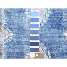 Load image into Gallery viewer, 2&#39;1&quot;x12&#39; Steel Blue, Hand Knotted, Vintage Persian Kerman, Erased Design, Worn Down, Pure Wool, Cleaned with Sides and Edges Professionally Secured, Runner Oriental Rug FWR514668