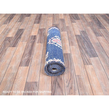 Load image into Gallery viewer, 2&#39;1&quot;x12&#39; Steel Blue, Hand Knotted, Vintage Persian Kerman, Erased Design, Worn Down, Pure Wool, Cleaned with Sides and Edges Professionally Secured, Runner Oriental Rug FWR514668