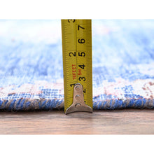 Load image into Gallery viewer, 2&#39;1&quot;x12&#39; Steel Blue, Hand Knotted, Vintage Persian Kerman, Erased Design, Worn Down, Pure Wool, Cleaned with Sides and Edges Professionally Secured, Runner Oriental Rug FWR514668