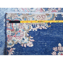 Load image into Gallery viewer, 2&#39;1&quot;x12&#39; Steel Blue, Hand Knotted, Vintage Persian Kerman, Erased Design, Worn Down, Pure Wool, Cleaned with Sides and Edges Professionally Secured, Runner Oriental Rug FWR514668