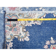 Load image into Gallery viewer, 2&#39;1&quot;x11&#39;9&quot; Steel Blue, Pure Wool, Hand Knotted, Vintage Persian Kerman, Erased Design, Worn Down, Cleaned With Sides And Edges Professionally Secured, Runner Oriental Rug FWR514674