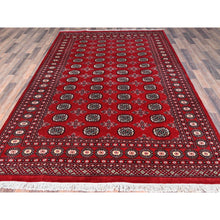 Load image into Gallery viewer, 6&#39;1&quot;x9&#39;4&quot; Crimson Red, Princess Bokara With Geometric Medallions, Vegetable Dyes, 100% Wool, Hand Knotted, Oriental Rug FWR514890