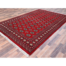 Load image into Gallery viewer, 6&#39;1&quot;x9&#39;4&quot; Crimson Red, Princess Bokara With Geometric Medallions, Vegetable Dyes, 100% Wool, Hand Knotted, Oriental Rug FWR514890