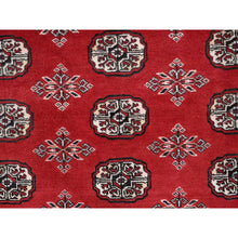 Load image into Gallery viewer, 6&#39;1&quot;x9&#39;4&quot; Crimson Red, Princess Bokara With Geometric Medallions, Vegetable Dyes, 100% Wool, Hand Knotted, Oriental Rug FWR514890