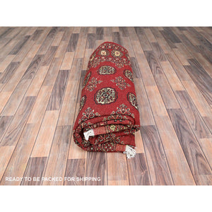 6'1"x9'4" Crimson Red, Princess Bokara With Geometric Medallions, Vegetable Dyes, 100% Wool, Hand Knotted, Oriental Rug FWR514890