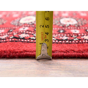 6'1"x9'4" Crimson Red, Princess Bokara With Geometric Medallions, Vegetable Dyes, 100% Wool, Hand Knotted, Oriental Rug FWR514890