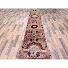 Load image into Gallery viewer, 2&#39;4&quot;x24&#39;8&quot; Chiffon White, Natural Wool, Natural Dyes, Hand Knotted, 14th Century Mamluk Dynasty Pattern, 200 Kpsi, Xl Runner Oriental Rug FWR515076