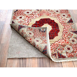 2'4"x24'8" Chiffon White, Natural Wool, Natural Dyes, Hand Knotted, 14th Century Mamluk Dynasty Pattern, 200 Kpsi, Xl Runner Oriental Rug FWR515076
