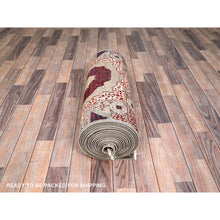 Load image into Gallery viewer, 2&#39;4&quot;x24&#39;8&quot; Chiffon White, Natural Wool, Natural Dyes, Hand Knotted, 14th Century Mamluk Dynasty Pattern, 200 Kpsi, Xl Runner Oriental Rug FWR515076