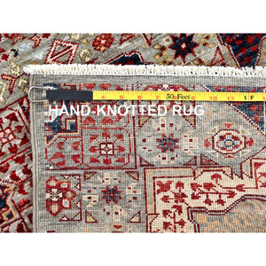 2'4"x24'8" Chiffon White, Natural Wool, Natural Dyes, Hand Knotted, 14th Century Mamluk Dynasty Pattern, 200 Kpsi, Xl Runner Oriental Rug FWR515076