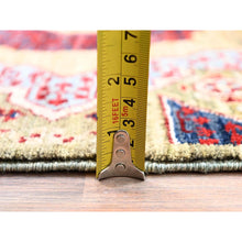 Load image into Gallery viewer, 2&#39;4&quot;x24&#39;7&quot; Crocodile Green, 200 Kpsi, Vegetable Dyes, Hand Knotted, 14th Century Mamluk Dynasty Pattern, Pure Wool, Xl Runner Oriental Rug FWR515082